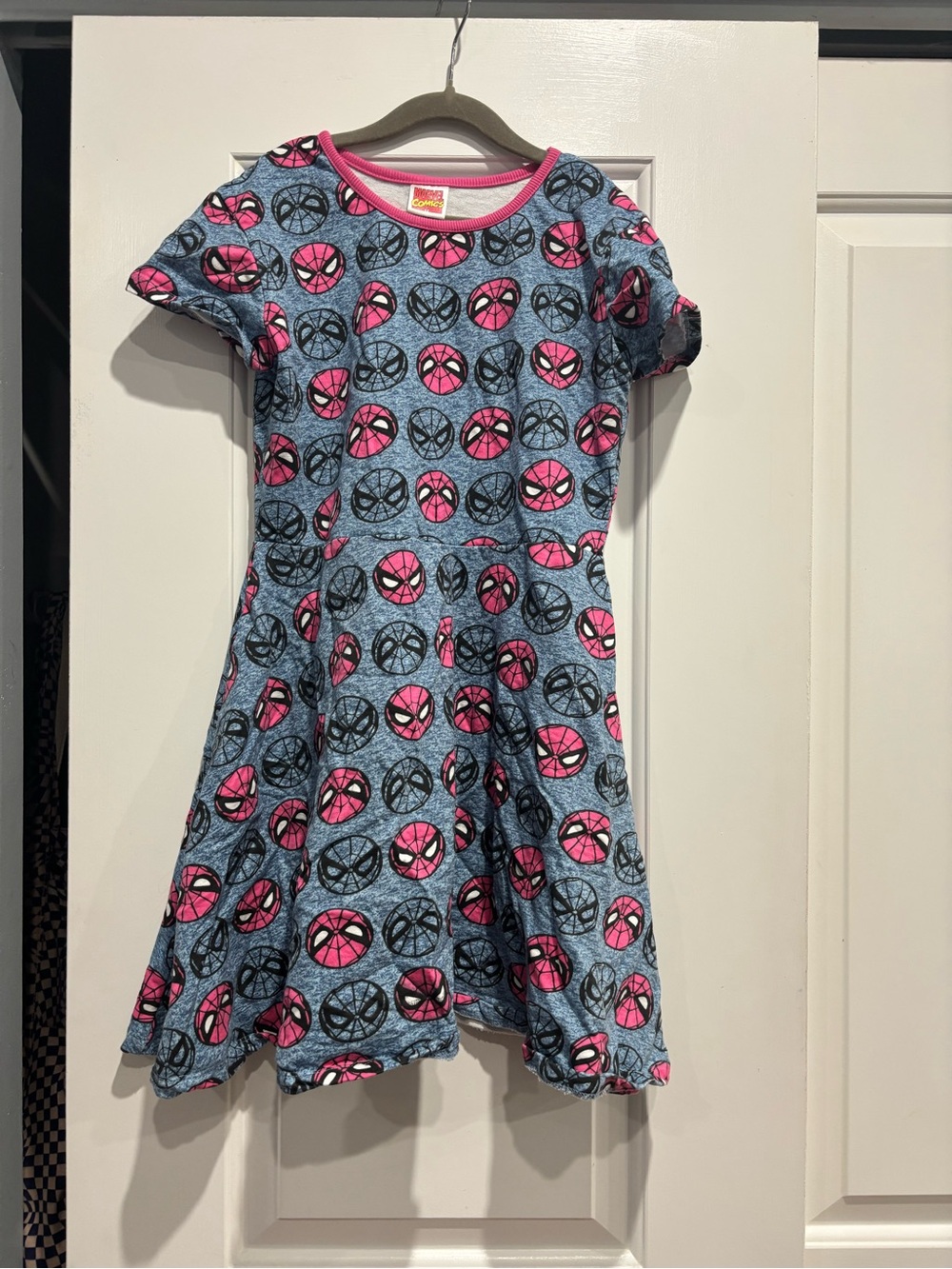 Girls' Pink & Blue Spider-Man Print Dress